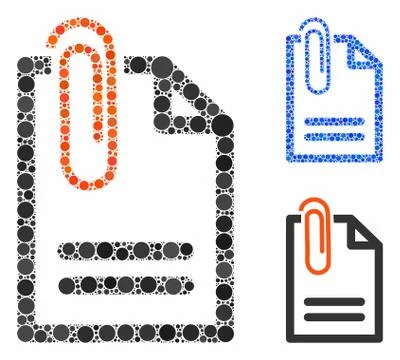 Attach Document Mosaic Icon of Round Dots Stock Illustration