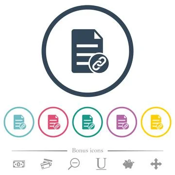 Attach document solid flat color icons in round outlines Stock Illustration