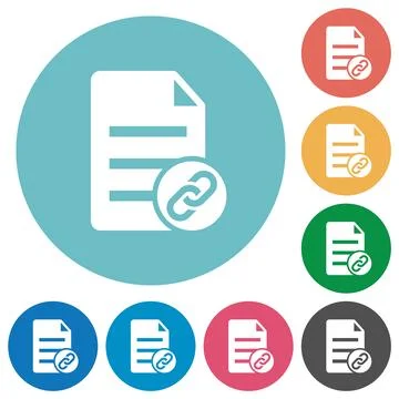 Attach document solid flat round icons Illustrazione stock