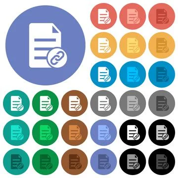 Attach document solid round flat multi colored icons Stock Illustration