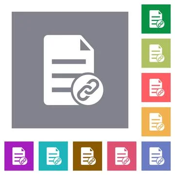 Attach document solid square flat icons Stock Illustration