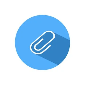 Attach a flat news color icon with a long shadow on the blue circle. illustra Stock Illustration