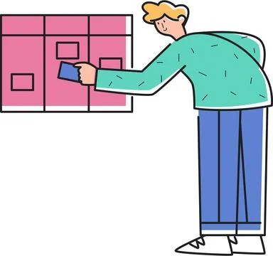 Attach Paper Assignments on Task Board Illustration - Task Management Stock Illustration