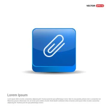 Attach paper clip icon - 3d Blue Button Illustrazione stock