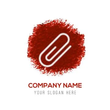 Attach paper clip icon - Red WaterColor Circle Splash Illustrazione stock