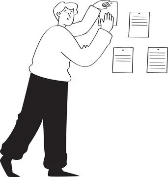 Attach the Paper Task Using Nails Illustration - Task Management &amp; Commitment Illustrazione stock