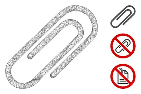 Attach Paperclip Polygonal Web Vector Mesh Illustration Stock Illustration