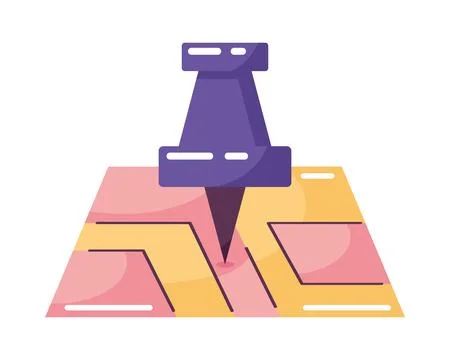 Attach pin in paper map Stock Illustration