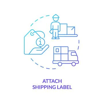 Attach shipping label blue gradient concept icon Illustrazione stock