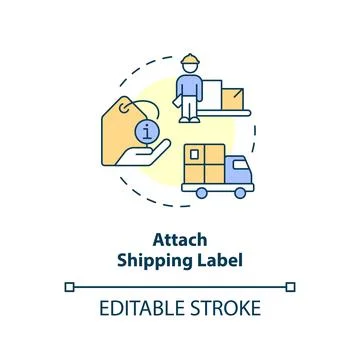 Attach shipping label concept icon Illustrazione stock