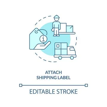 Attach shipping label turquoise concept icon イラスト素材