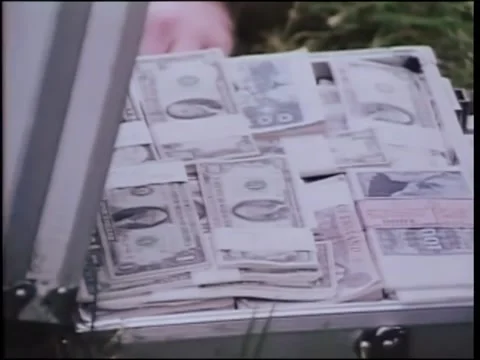 Attache case filled with money Stock Footage 260240459
