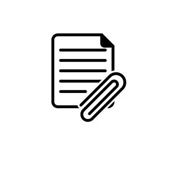 Attached Document, File and Clip Solid Flat Vector Icon Isolated on White Bac Illustrazione stock