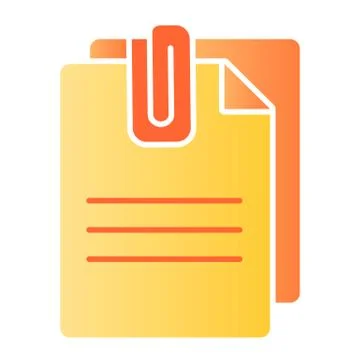 Attached document flat icon. Papers with clip color icons in trendy flat style Stock Illustration