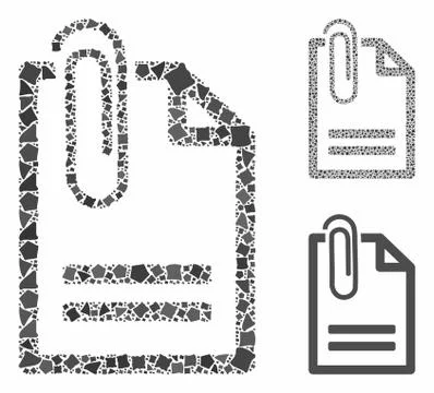 Attached document Mosaic Icon of Rugged Pieces Stock Illustration