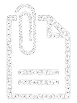 Attached Document Polygonal Frame Vector Mesh Illustration Stock Illustration