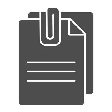 Attached document solid icon. Papers with clip vector illustration isolated on Stock Illustration