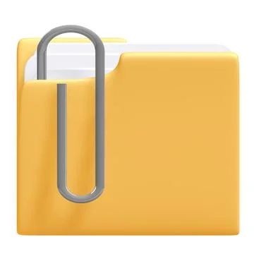 Attached Documents Folder Icon with Clipping Path, 3d rendering Stock Illustration