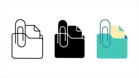 Attached file and document folder icon set Stock Illustration