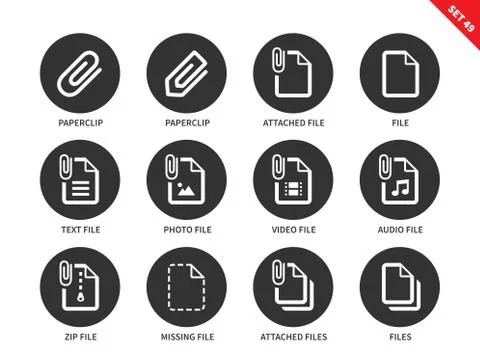 Attached file icons on white background Stock Illustration