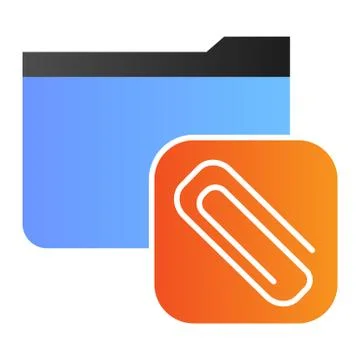 Attached folder flat icon. Folder with clip color icons in trendy flat style Stock Illustration