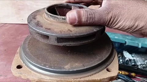 Attaching Brass Impeller To Water Pump Rotor Shaft Stock Footage 336519919