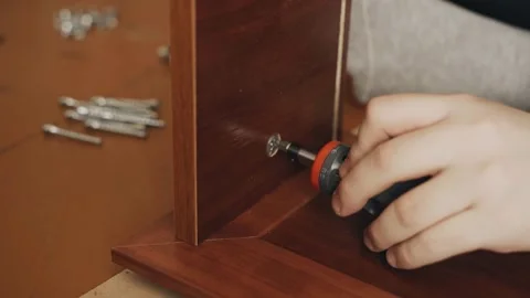 Attaching Cabinet Door With Drill Video stock 274703555