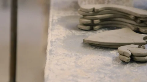 Attaching clay's decorations on a vase Stock Footage 87031325