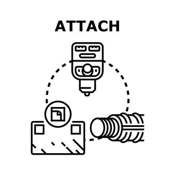 Attaching different elements illustration with connecting devices Stock Illustration