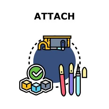 Attaching documents and items with various tools concept Stock Illustration