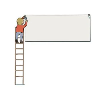 Attaching of signboard Stock-Illustration
