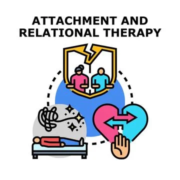 Attachment and relational therapy concept illustrating couple counseling Ilustración de archivo