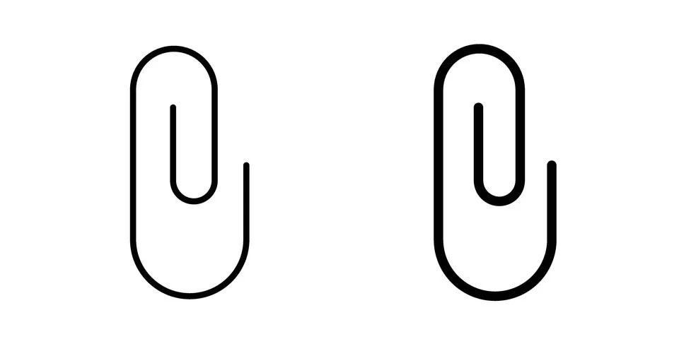 Attachment clip icon black vector isolated on white Stock Illustration