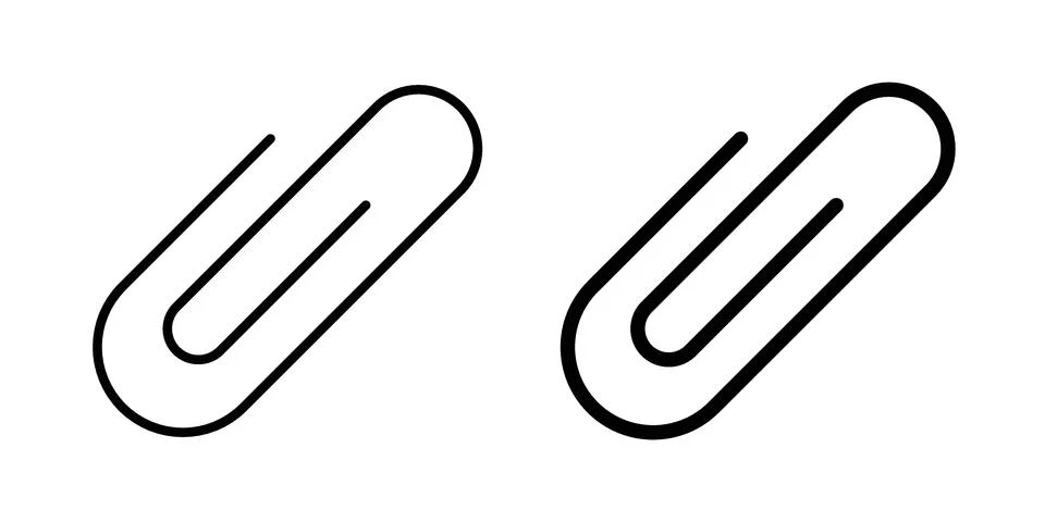 Attachment clip icon linear versions pack on white background Stock Illustration