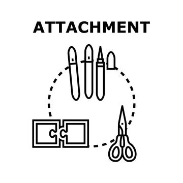Attachment concept with connected puzzle pieces and tools Stockillustratie