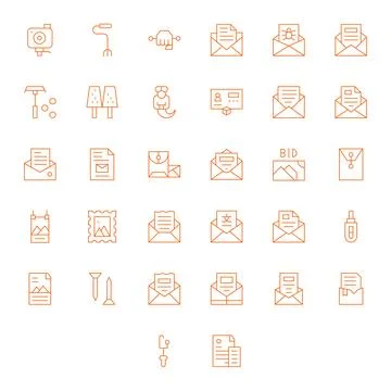 Attachment Digital Vector Pack containing 32 PIXEL Perfect Thin Line 64x64 .. イラスト素材