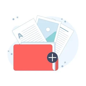 Attachment File Concept. folder with Documents. 스톡 일러스트