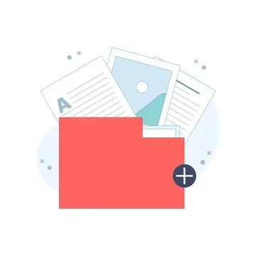 Attachment File Concept. folder with Documents. Stock Illustration
