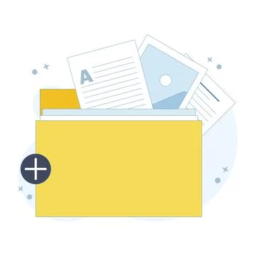 Attachment File Concept. folder with Documents. Stock Illustration