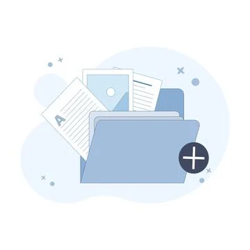 Attachment File Concept. folder with Documents. 스톡 일러스트