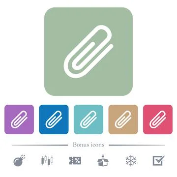 Attachment flat icons on color rounded square backgrounds Stock Illustration