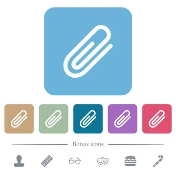 Attachment flat icons on color rounded square backgrounds Stock Illustration