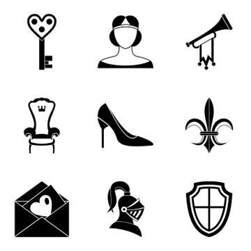 Attachment icons set, simple style Stock Illustration
