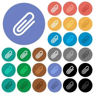 Attachment round flat multi colored icons Stock Illustration