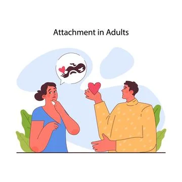 Attachment theory. Avoidant or fearful attachment style in a romantic Stock Illustration