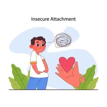Attachment theory. Insecure attachment style in parents and kid relationship. Stock Illustration