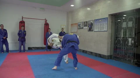 Attack and self defense from knife by Pakito, crane shot,tracking. Stock Footage 63149144