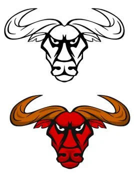 Attack bull head mascot Ilustração Stock