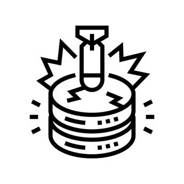 Attack database line icon vector illustration 스톡 일러스트