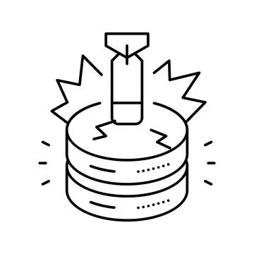 Attack database line icon vector illustration 库存插图